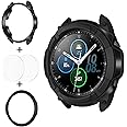 Goton 3 in 1 Accessories for Samsung Galaxy Watch 3 45mm, 1 Rugged TPU Armor Bumper Case +2 Tempered Glass Screen Protector F
