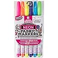 Tulip Permanent Nontoxic Fabric Markers Neon 6 Pack - Large Bullet Tip, Child Safe, Minimal Bleed & Fast Drying - Premium Quality for T-shirts, Clothes, Shoes, Bags & Other Fabric Materials