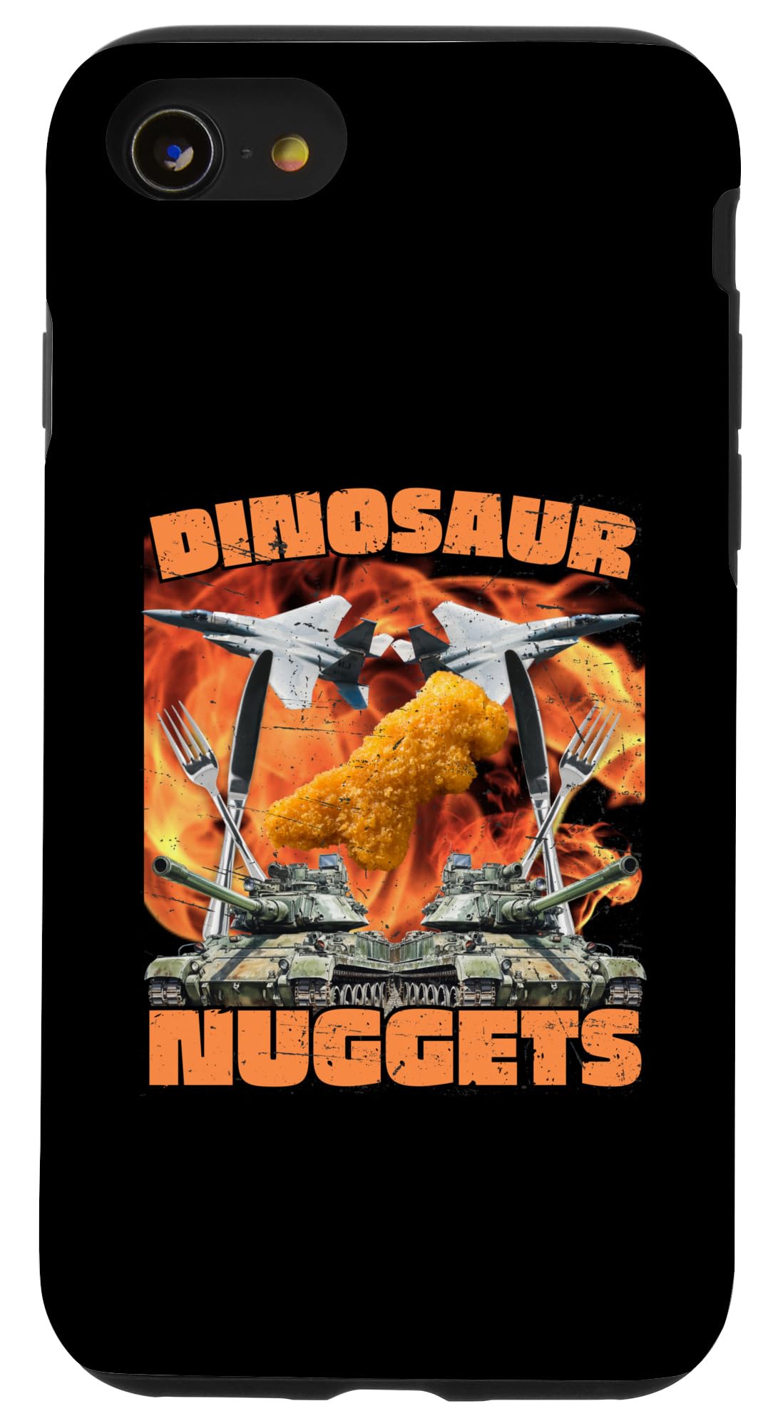 iPhone SE (2020) / 7 / 8 Funny Dinosaur Chicken Nugget Bootleg Hardcore Flames Meme Case
