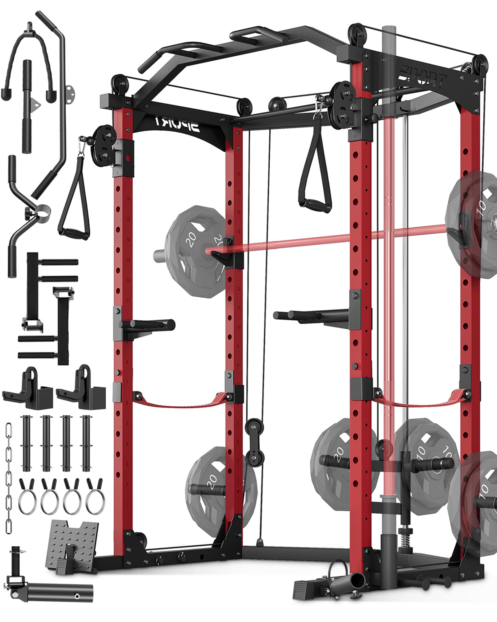 Photo 1 of *** PARTIAL SET *** BOX 1/2 ONLY *** OTHER BOX MIGHT BE ONLINE *** GarveeLife Power Cage, Multi-Functional Power Racks for Home Gym with Cable Crossover System, 1600LBS Weight Capacity Fitness Squat Rack for Strength Workout with More Training Attachment,
