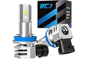 RCJ H11 Bulbs, H8/H9/H16 Fog Light 6000K Cool White with Cooling Fan, Plug-N-Play, Pack of 2