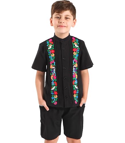 Amazon.com: Mexican Shirts for Boys Guayabera Shirt Traditional