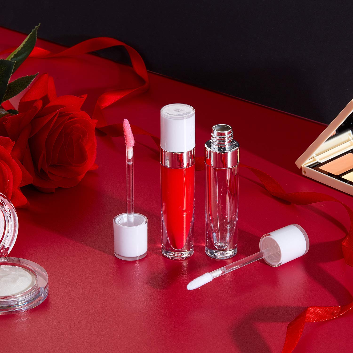 15 Pieces Lip Gloss Tube Empty Plastic Lipstick Sample Refillable Lip Balm Bottle Container and 3 Funnel for Women Girls Cosmetic, Liquid, Toiletry, Travel Home (White) : Beauty