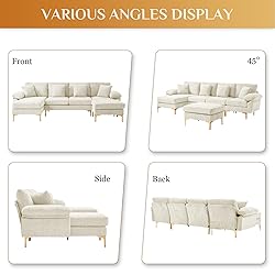 Wrofly U-Shaped Sectional Sofa Couch, 114" Comfy