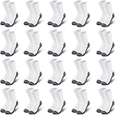 LITERRA 20 Pairs Boys Crew Socks - Thin, Breathable Black/White Athletic Kids Sock In Bulk For Ages 4-6/6-8/8-10/10-12 Years