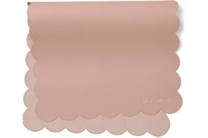 Ava + Oliver Vegan Leather Baby Changing Mat (16 X 30 in) - Multipurpose Wipeable and Portable Diaper Mat - Foldable for Travel (Pink Scallop)