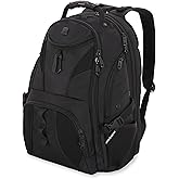 SwissGear 1900 ScanSmart 17” Laptop Backpack Black/Black – Reflective Tech Backpack with ScanSmart Compartment – Multiple Organizer Pockets & RFID Scan Blocking Technology