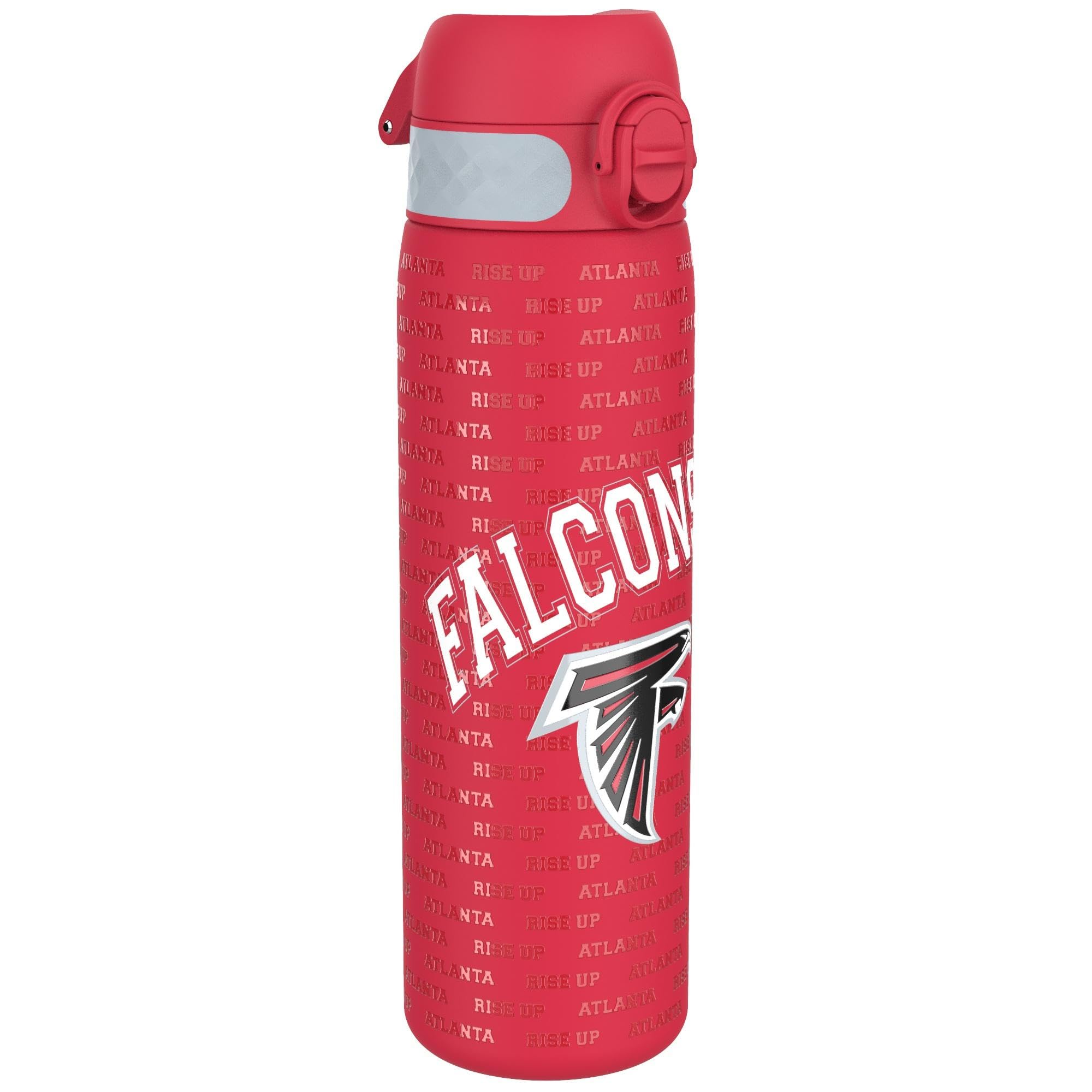Ion8 NFL Atlanta Falcons Lightweight Steel Water Bottle, 600 ml/20 oz, Non-Insulated, Leak Proof, Easy to Open, Secure Lock, Dishwasher Safe, Flip Cover, Fits Cup Holders, Metal Water Bottle