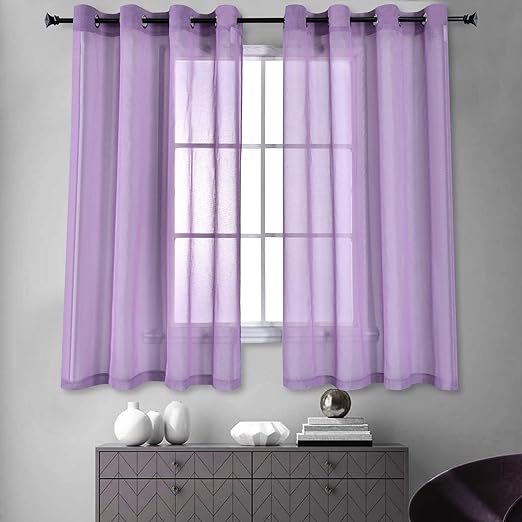 Amazon Com Huto Light Purple Sheer Curtains 63 Inches Long For