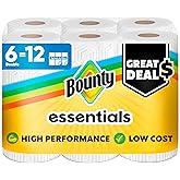 Bounty Essentials Select-A-Size Paper Towels, 6 Double Rolls, White, 108 Sheets Per Roll