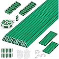 Cludoo 94PCS Garden Stakes Set with 30 Sets Fiberglass Plant Stakes Sticks Supports and Accessories, DIY 4ft 5ft 6ft 7ft Tomato Stakes for Tomato,Vegetables, Pepper, Fences Indoor Outdoor Plants