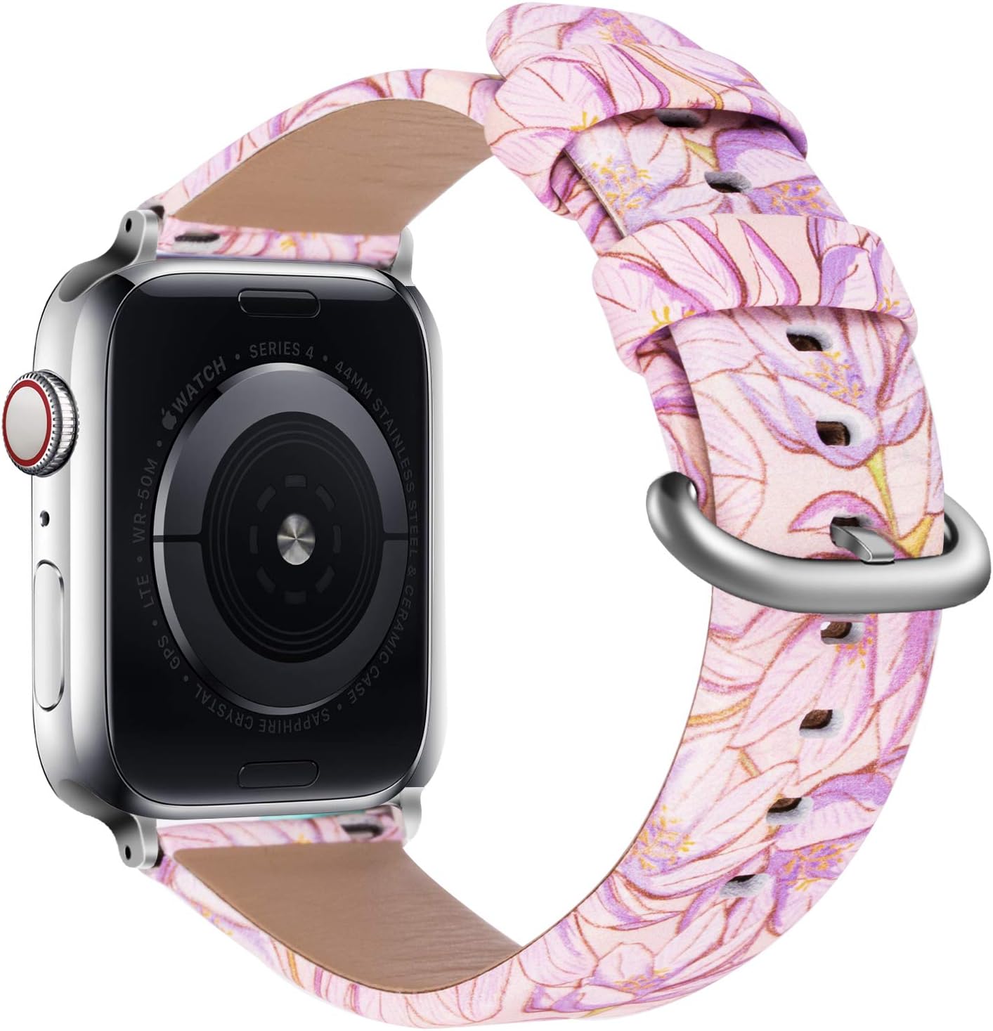 YOUKEX Compatible with Apple Watch Band 38mm/40mm 42mm/44mm, Floral Wristbands Flower Printed Leather Strap Replacement for iWatch Series 4/3/2/1 Women Men