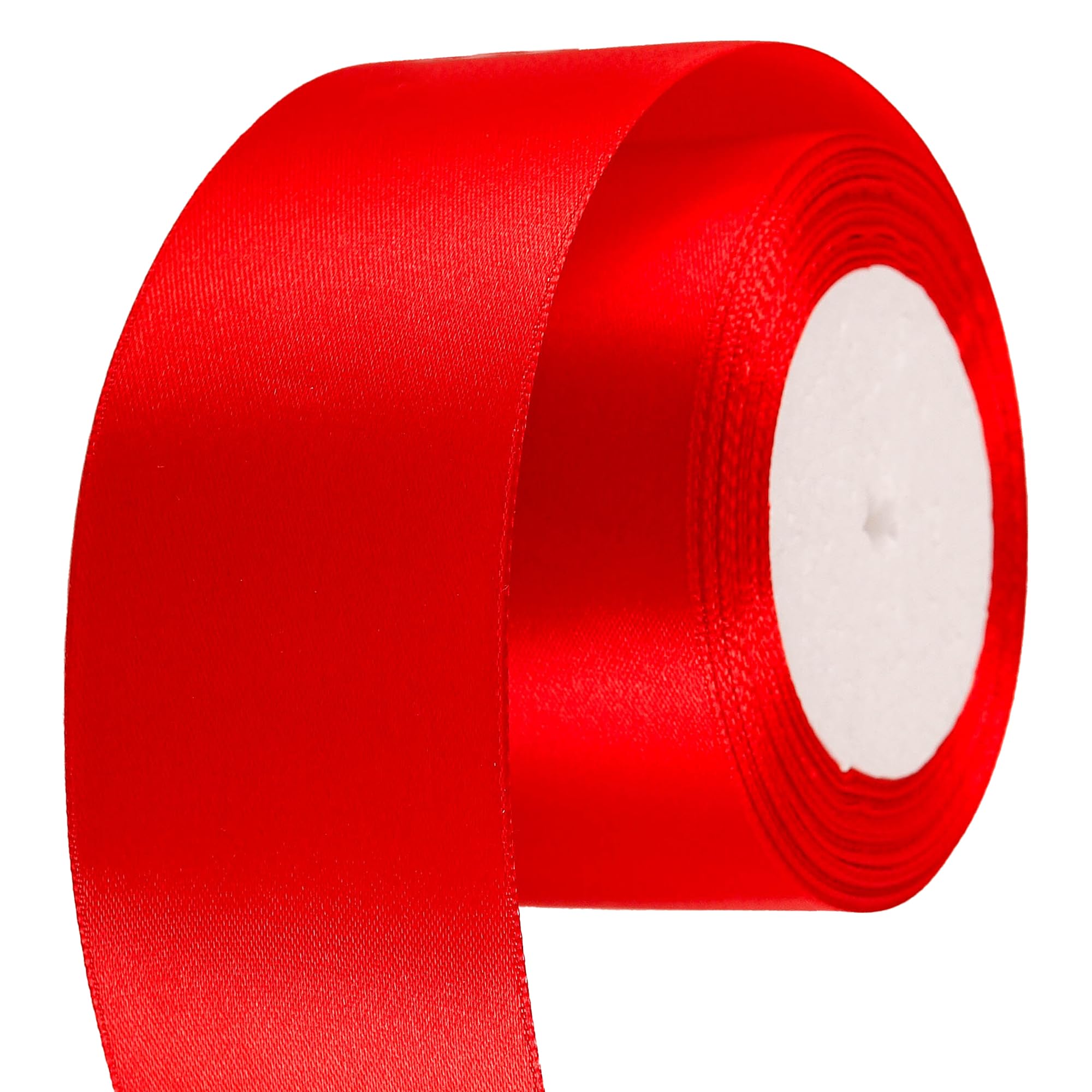 40mm Wide Red Ribbon Thick Christmas Ribbon for Gift Wrapping 22m, 1.5 inch Thick Red Satin Ribbon for Christmas Wedding Car Xmas Cake Gift Wrapping Hair Bow Bouquet Crafts Decorations