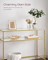 VASAGLE Console Table Gold Glass Top 35x100x80cm Adjustable Legs view 4