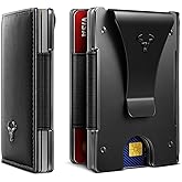 BULLIANT Mens Money Clip, Slim Leather Wallet Card Case For Men Expandable for 11 Cards RFID Blocking