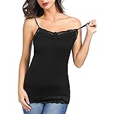 Kate Kasin Women's Adjustable Spaghetti Strap Lace Trim Cami Tunic Tank Top