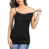 Women's Sexy Ultra Soft Camisole with Lace Trim Cotton Blend Basic