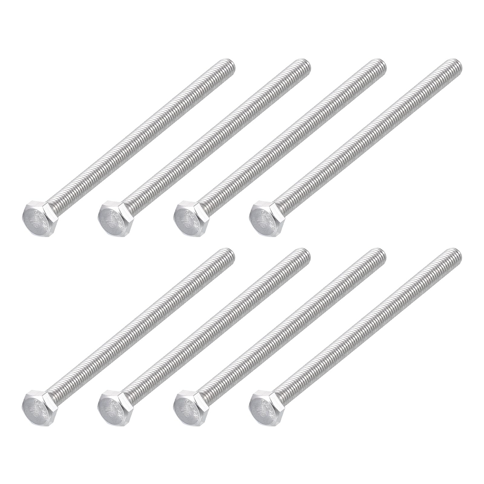 METALLIXITY Hex Bolts (M6-1x110mm) 8Pcs, 304 Stainless Steel Coarse Fully Threaded Hex Head Screw Bolt Machine Screws - for Furniture Repair, Silver