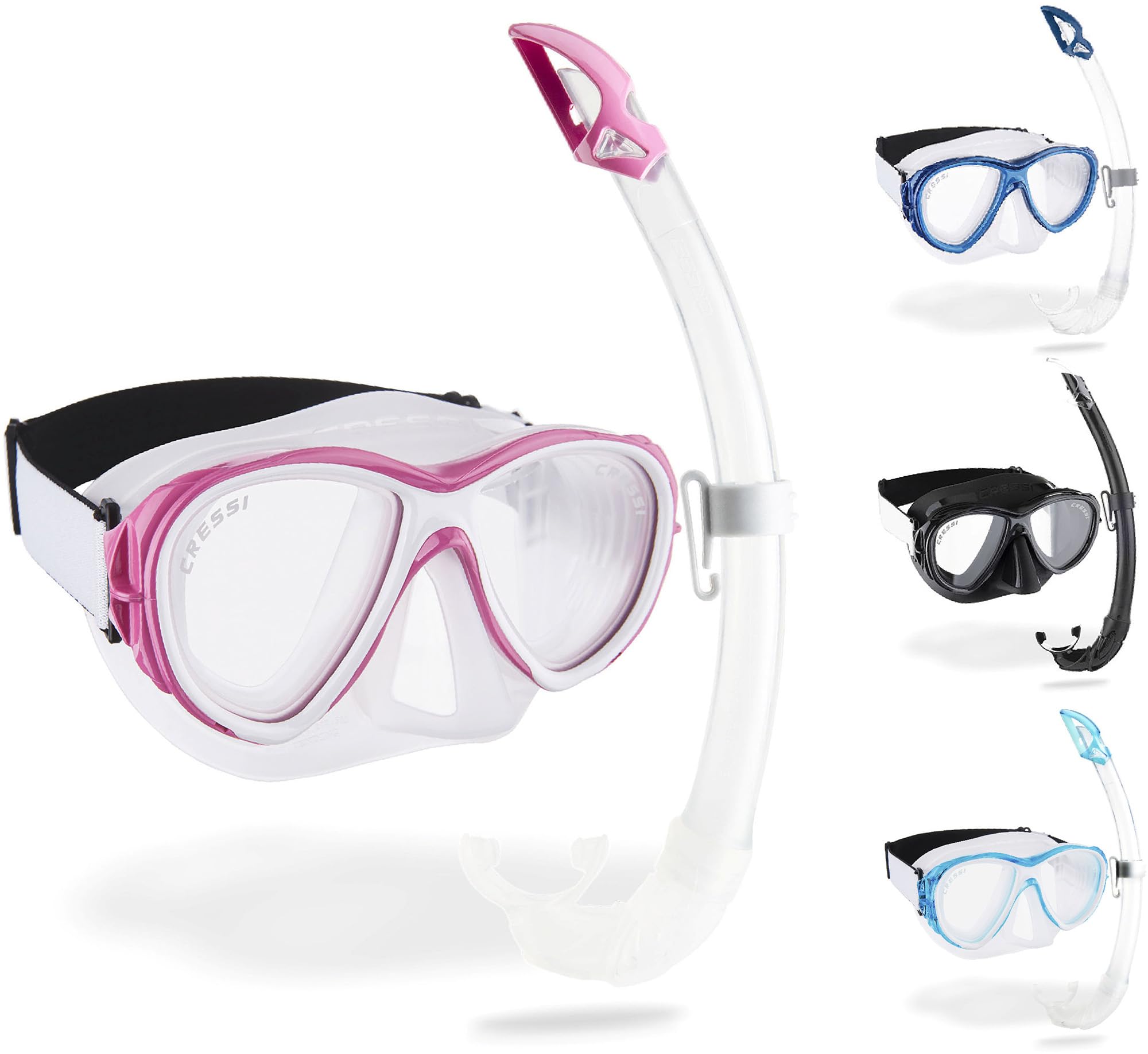 Cressi Samoa & Mexico - Combo Set Mask Samoa + Snorkel Mexico Diving and Snorkelling, Transparent/Pink, One Size, Unisex Adult