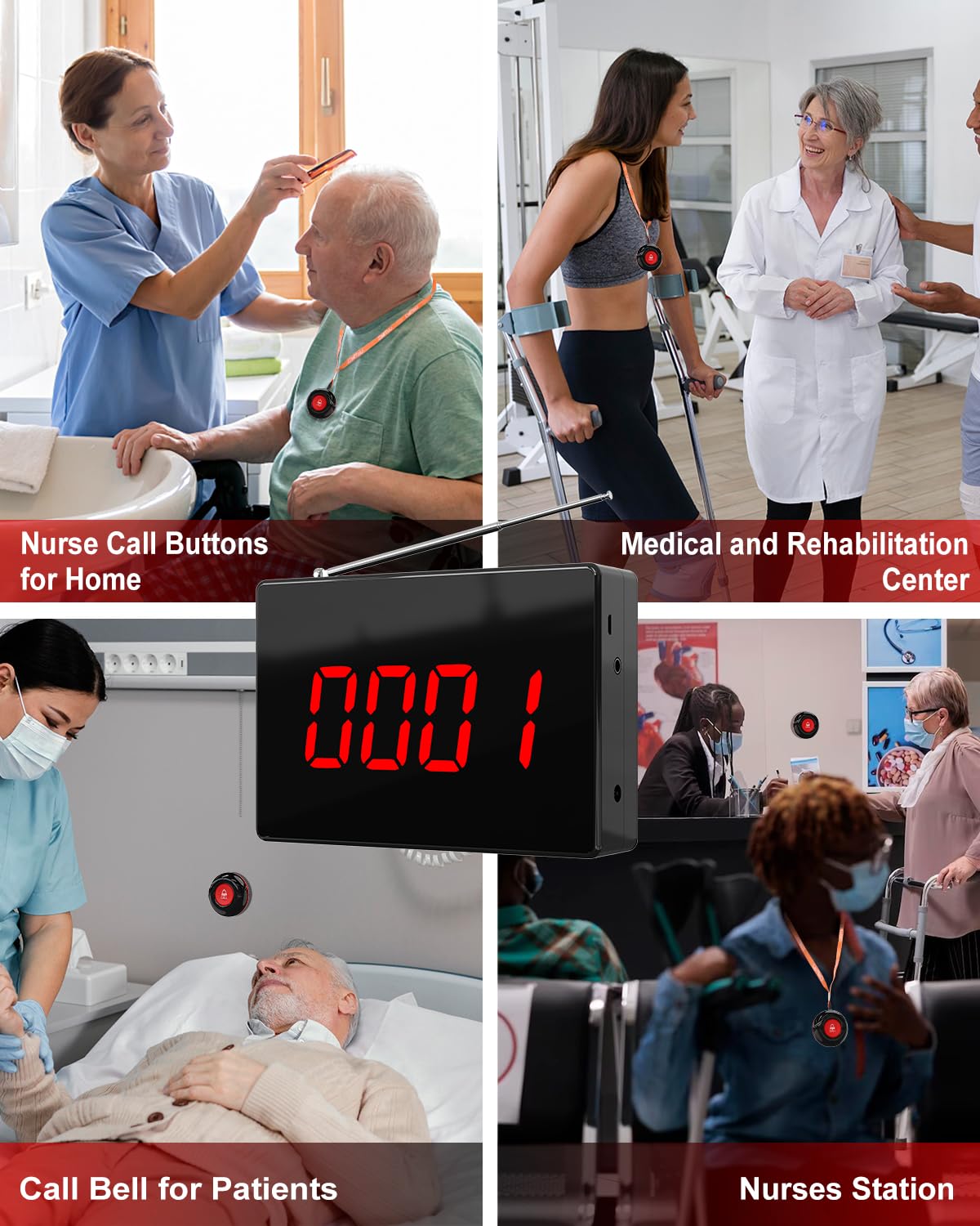 Waterproof Nurse Call Mua CallToU Wireless Calling System Caregiver Call Button Patient Call ...