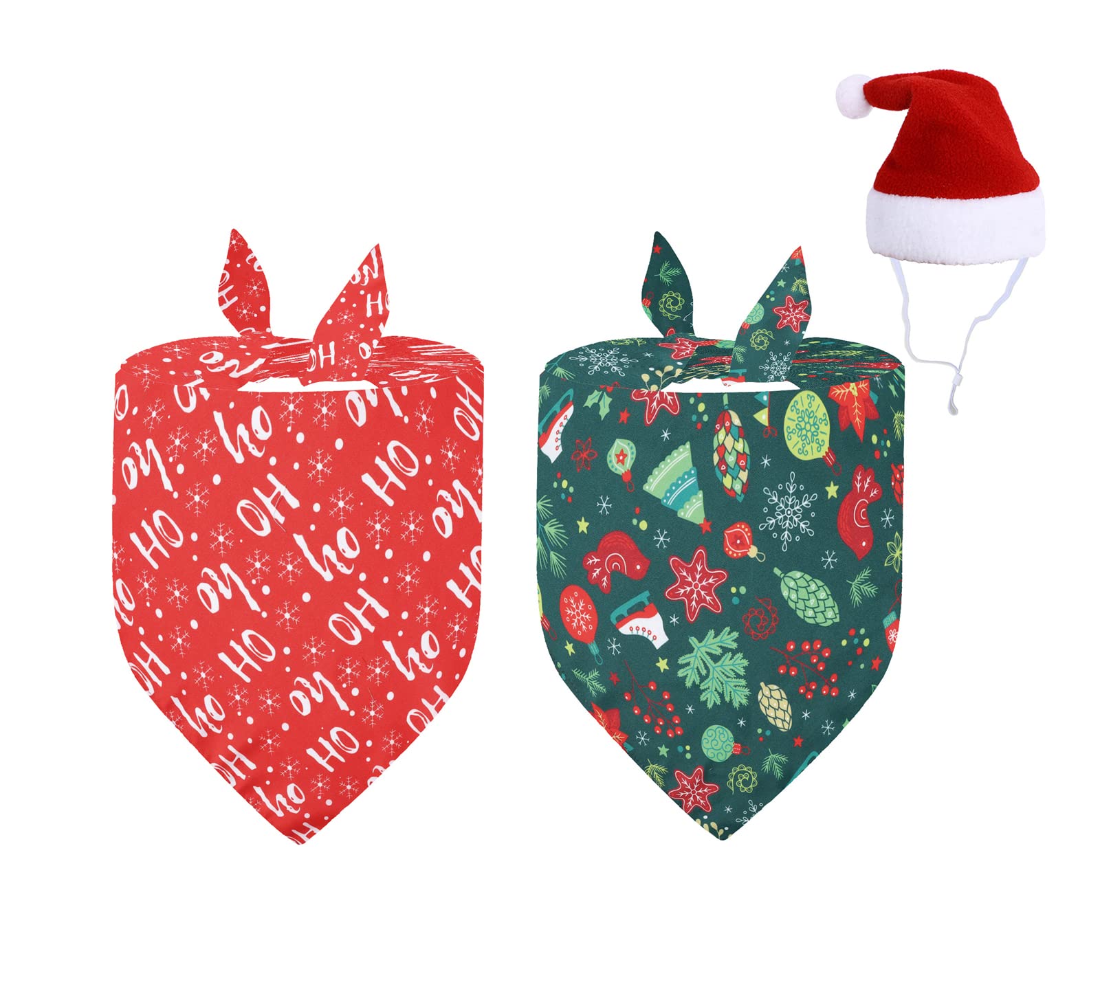 BT Bear Pet Collar, 3PCS Xmas Christmas Dog Bandana Collar Soft Cotton Triangle Bibs Scarfs for Puppy Dogs Cats (Red hoho+Green)