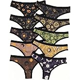 Morvia Variety of Panties Thongs Sexy Cute Chic Gothic Contrast Lace Halloween Skulls Stars Inspired Print Random Underwear