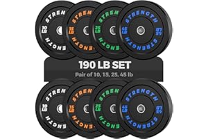 RENDPAS Olympic Rubber Bumper Weight Set - 2 Inch Barbell Plates for Home Gym Strength Training