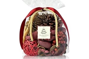Qingbei Rina Christmas Potpourri Bag, Apple/Cinnamon Scented Red Potpourri Bowl Filler,Winter Xmas Decorative Dried Flower, Bulk Holiday Bathroom Vase Decor(10 oz)
