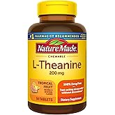 Nature Made Chewable L Theanine 200mg, L-Theanine Supplement for Stress Relief, 50 Chewable Tablets, 50 Day Supply