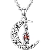 MONGAS Bat Necklace Sterling Silver Bat Pendant Necklace Halloween Bat Jewelry for Women