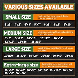 Tarps Heavy Duty Waterproof 9x12 Feet, 10Mil