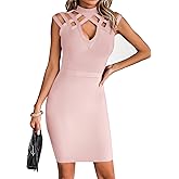 meilun Hight Neck Cut Out Bandage Dress Mini Formal Party Gowns Wedding Guest Dress for Women