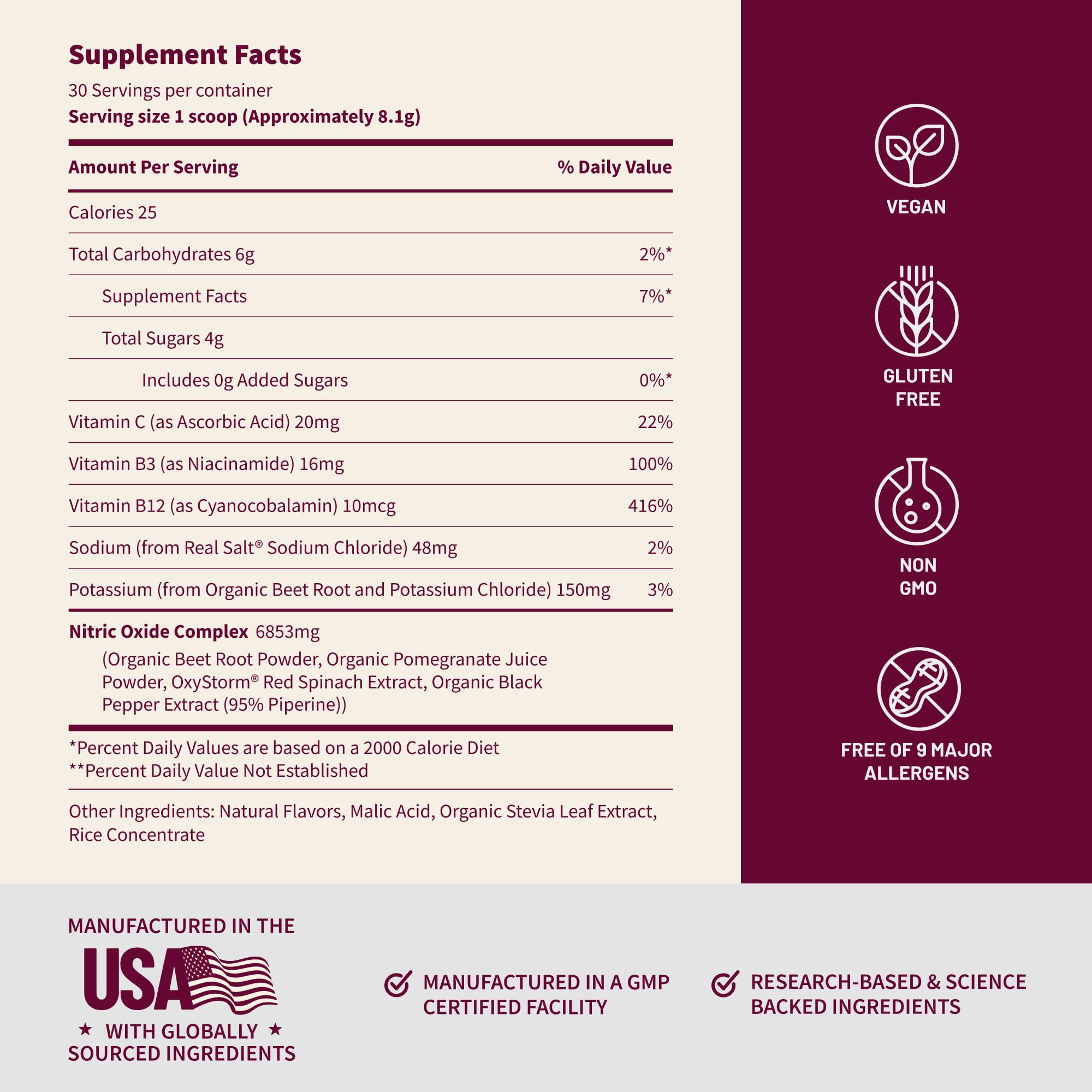 Snap Supplements Organic Beet Root Nitric Oxide Powder - Supports Energy and Healthy Circulation, 8.8 oz (30 Servings, 1 Month Supply), Mixed Berry