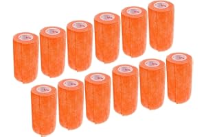 PRAIRIE HORSE SUPPLY 3 Inch Vet Wrap Tape Bulk (Orange) (Pack of 12) Self Adhesive Adherent Adhering Flex Bandage Grip Roll for Dog Cat Pet Horse