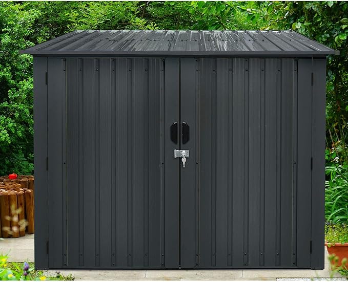 Hanover HANBIKESHDGry 4 Bikes, Dark Gray Galvanized Steel Bicycle Storage Shed
