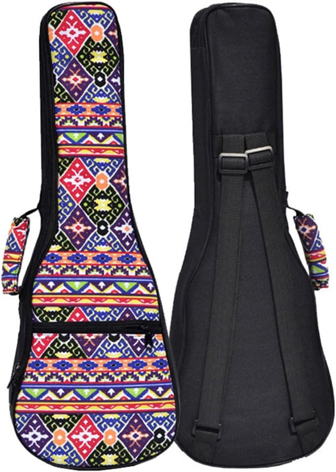 Ukuee Geometric Patterned Canvas Hawaiian Ukulele Bag Ukulele Case with 10MM Sponge Padding(Blue2,Concert)
