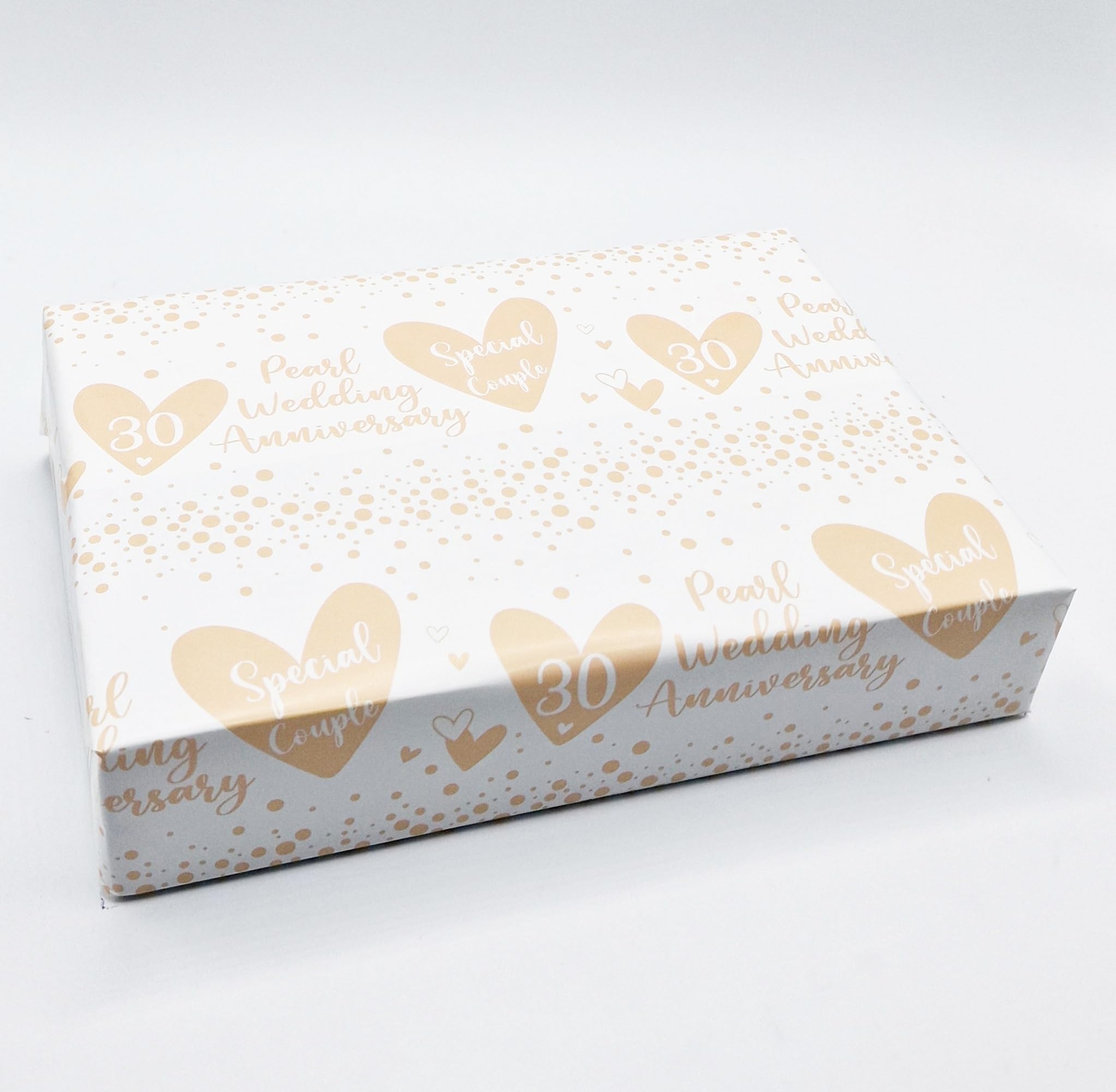 4 Sheets + 4 Matching Gift Tags 30th Wedding Anniversary Wrapping Paper Pearl Wedding Anniversary Heart Design Giftwrap