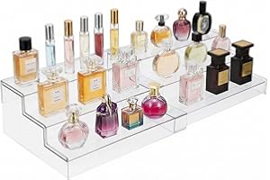 Dewsea Perfume Organizer Display Shelf, 3 Tier Clear Perfume Stand with Non Slip Risers, Thickened PP Plastic Cologne Organiz