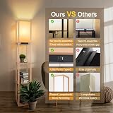 OUTON Floor Lamp with Shelves LED USB C Port 3 Color Temp Wood Shade view 3
