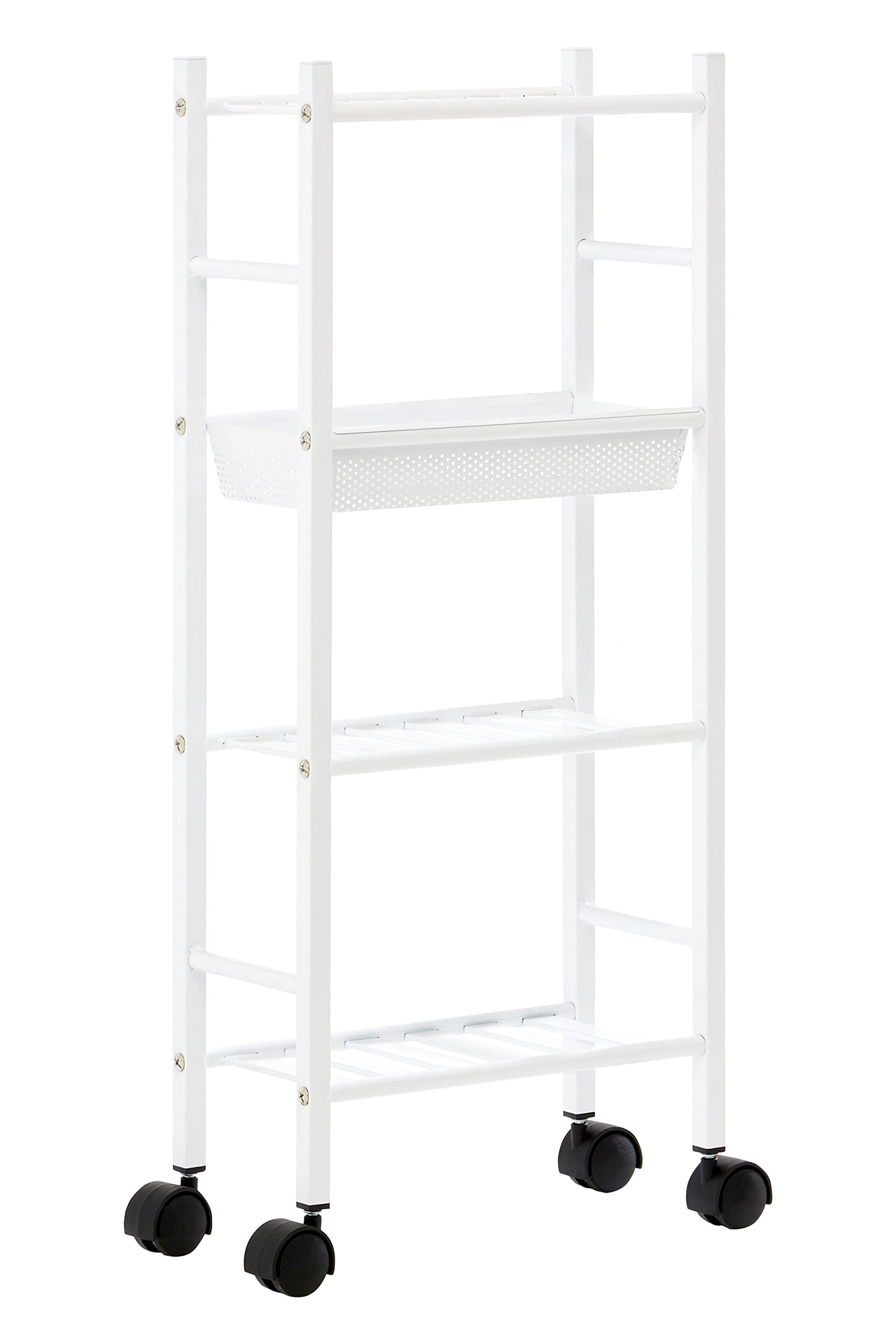 Premier 4 Tier Trolley, With Basket, White
