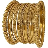 Touchstone "Golden Bangle Collection Indian Bollywood Rhinestones Grain Work Designer Jewelry Thick Bangle Bracelets for Women in Antique Gold Or White Tone.
