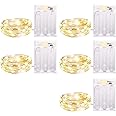 5 Pack Fairy Lights Battery Operated, 7 Feet 20 Led String Lights with Timer, Waterproof Firefly Lights on Silver Wire for Ho