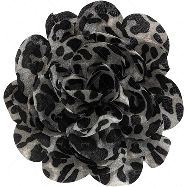 Satin Fabric Rose Flower Brooches Dainty Leopard Print Dyed Large...