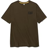CAT Men's Trademark T-Shirts with Shape-Retention Rib Trim Spandex, Tagless Neck, and Cat Logo on Left Chest