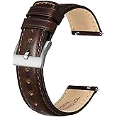 BISONSTRAP Leather Watch Strap for Men and Women, Oil Pull-Up Leather, Quick Release Replacement Bands, Band Width 18mm 20mm 22mm