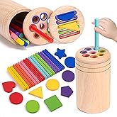 Montessori Toys for 1 2 3 Year Old, Wooden Learning Color Sorting Toys for Toddlers Age 1+, Color Matching Fine Motor Skills