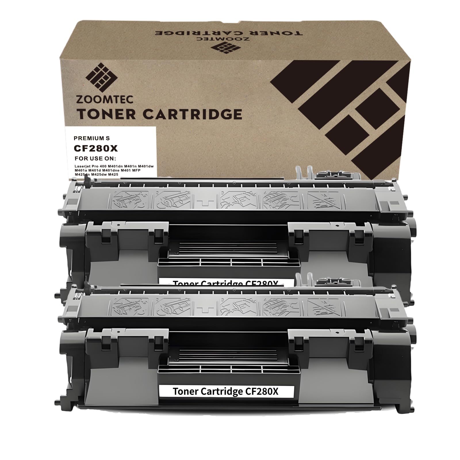 ZOOMTEC Replacement for HP CF280A 80A Toner Cartridge Compatible with HP Laserjet Pro 400/400dn/400dw/400d/M401dn/M401a/M401d/M401n/M401dne/M401dw MFP M425dw/M425dn Printers (2 Pack Black)