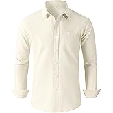 GIANZEN Grade 3.5 Wrinkle-Resistant Men's Lightweight Oxford Dress Shirts Long Sleeve Business Casual Pocket Shirt