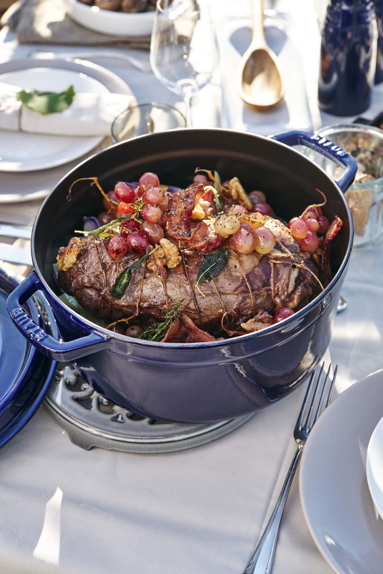 Staub Cast Iron 7-qt Round Cocotte - Dark Blue, Made in France
