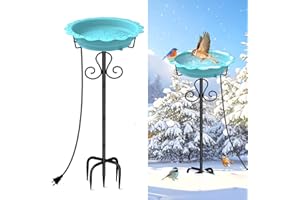 Webuys Heated Bird Bath, 100W Heated Bird Baths for Outdoors for Winter with 5-Prong Metal Base, Heated Birdbath Bowl Thermos